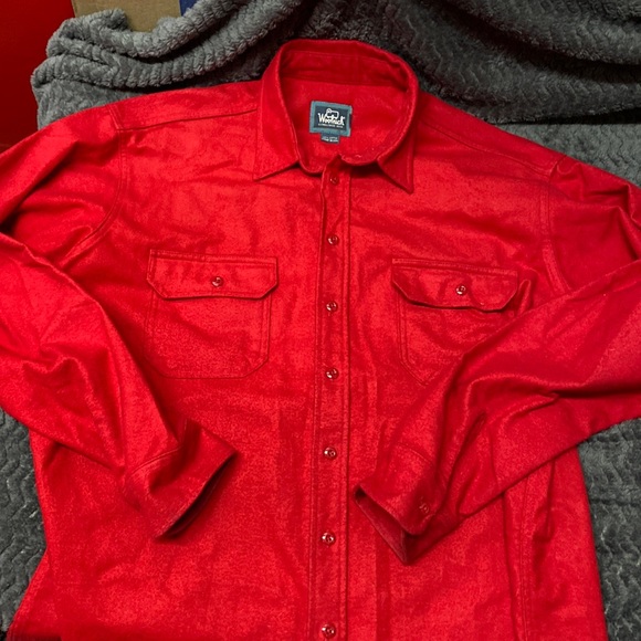 Woolrich cotton 2XL long red long sleeve button up - Picture 10 of 13